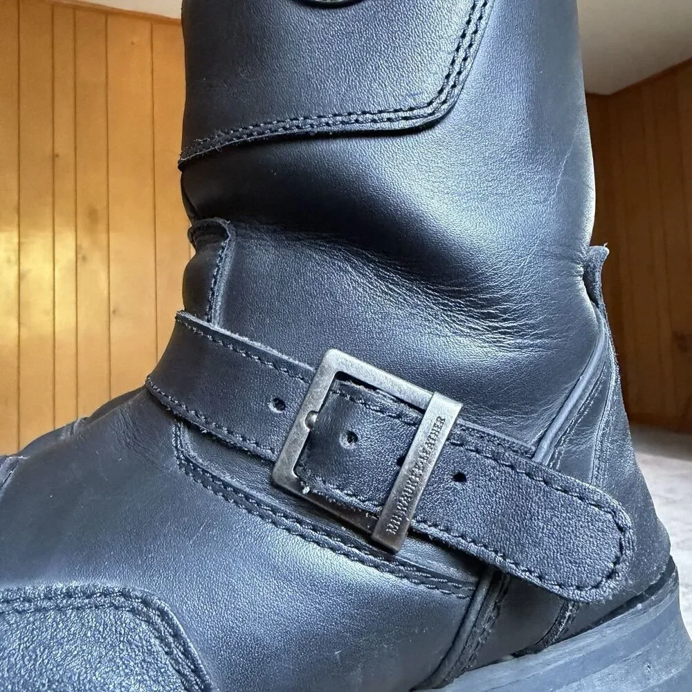 Milwaukee Leather Men's Black Leather Motorcycle Boots Size 12